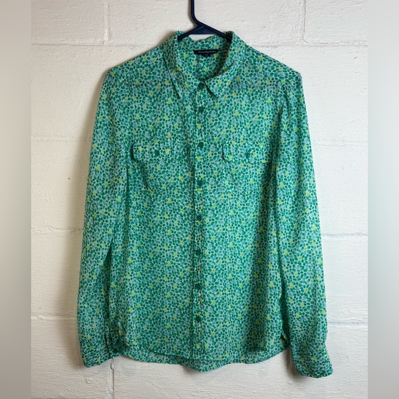 American Eagle Outfitters Woman’s Teal Lightweight Business Casual Blouse Medium - Picture 1 of 4